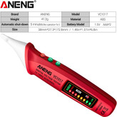 فازمتر القایی اننگ VC1017 / فازمتر قلمی ۱۲-۱۰۰۰ ولت / ردیاب برق قلمی قرمز با چراغ قوه و نمایشگر رنگی