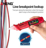 فازمتر القایی اننگ VC1017 / فازمتر قلمی ۱۲-۱۰۰۰ ولت / ردیاب برق قلمی قرمز با چراغ قوه و نمایشگر رنگی