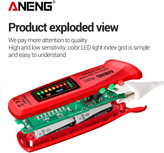 فازمتر القایی اننگ VC1017 / فازمتر قلمی ۱۲-۱۰۰۰ ولت / ردیاب برق قلمی قرمز با چراغ قوه و نمایشگر رنگی